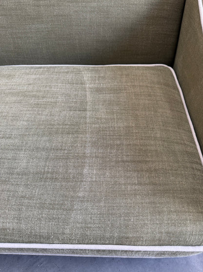 John Lewis Marlow Medium 2 Seater Sofa, Dark Leg, Soft Weave Clay, Relaxed Linen Olive Green