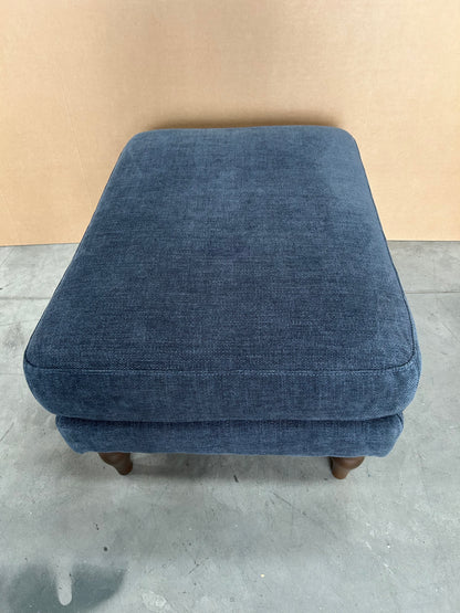 John Lewis Camber Leather Footstool, Dark Leg, Blue