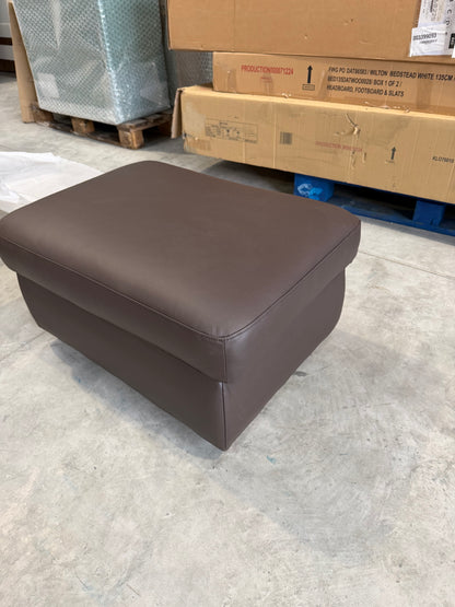 John Lewis Camden Leather Storage Footstool, Dark Leg, Matt Chocolate