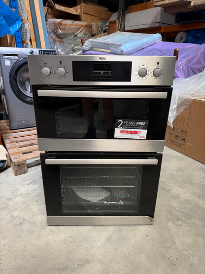 AEG DCB331010M Built In Electric Double Oven, Stainless Steel