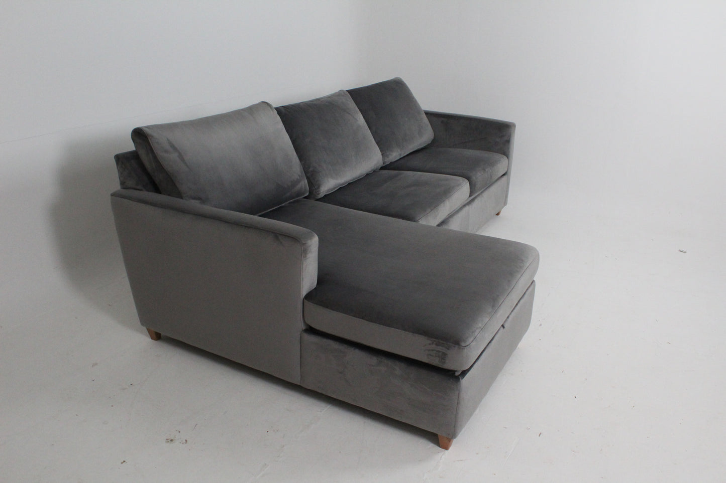 John Lewis Bailey II 4 Seater LHF Chaise End Sofa In velvet steel