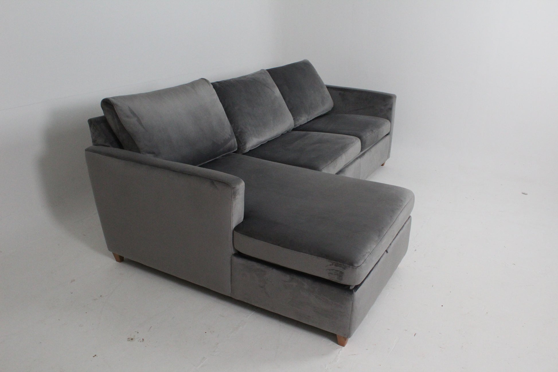 John Lewis Bailey II 4 Seater LHF Chaise End Sofa In velvet steel