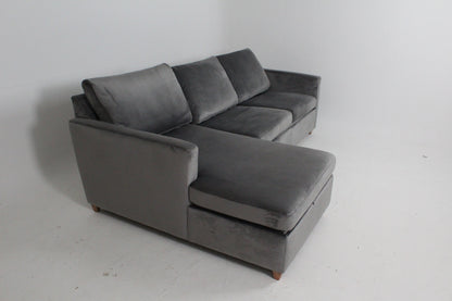 John Lewis Bailey II 4 Seater LHF Chaise End Sofa In velvet steel