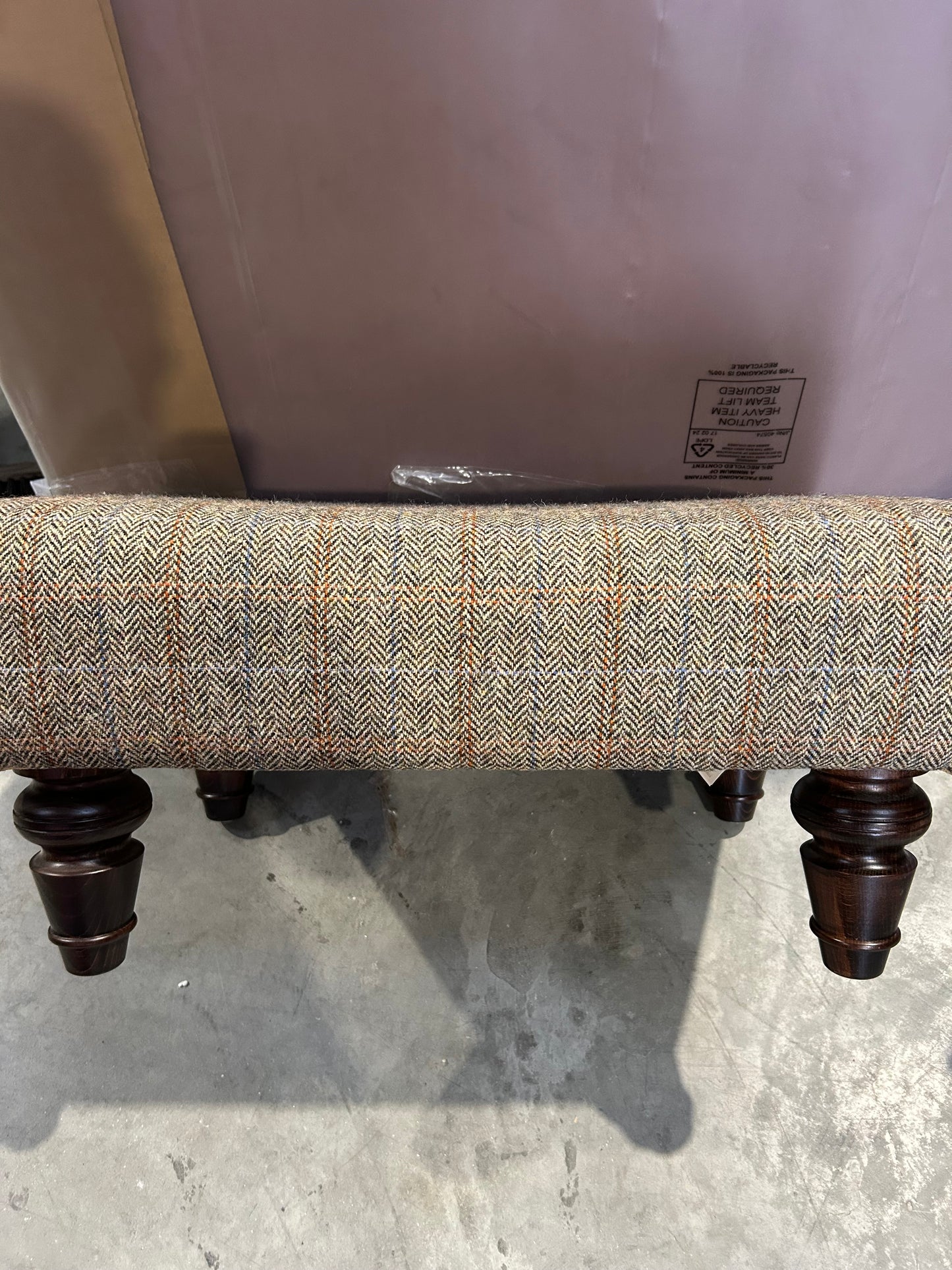 John Lewis Tetrad Lewis Footstool, Harris Tweed Bracken Herringbone