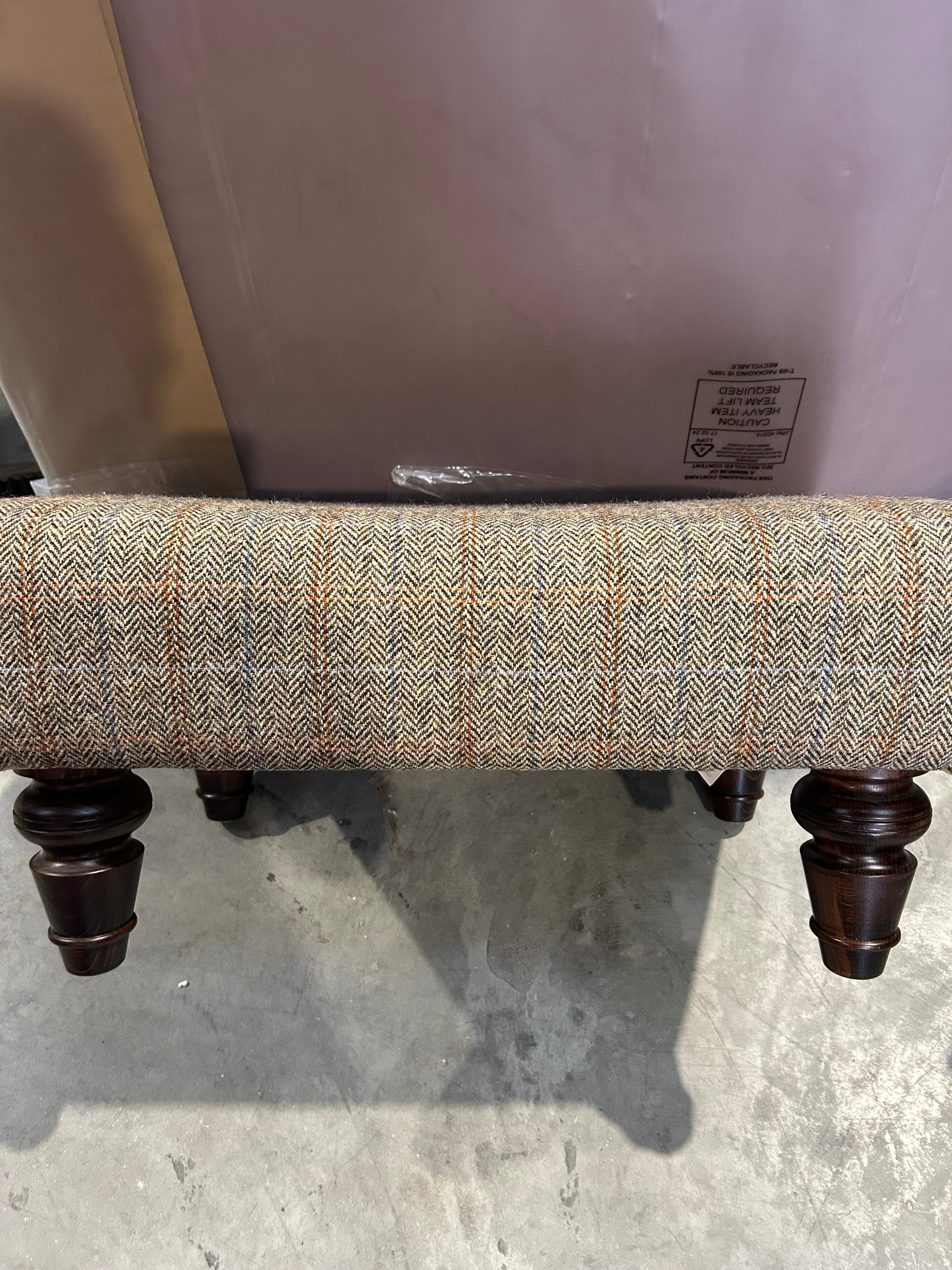 John Lewis Tetrad Lewis Footstool, Harris Tweed Bracken Herringbone