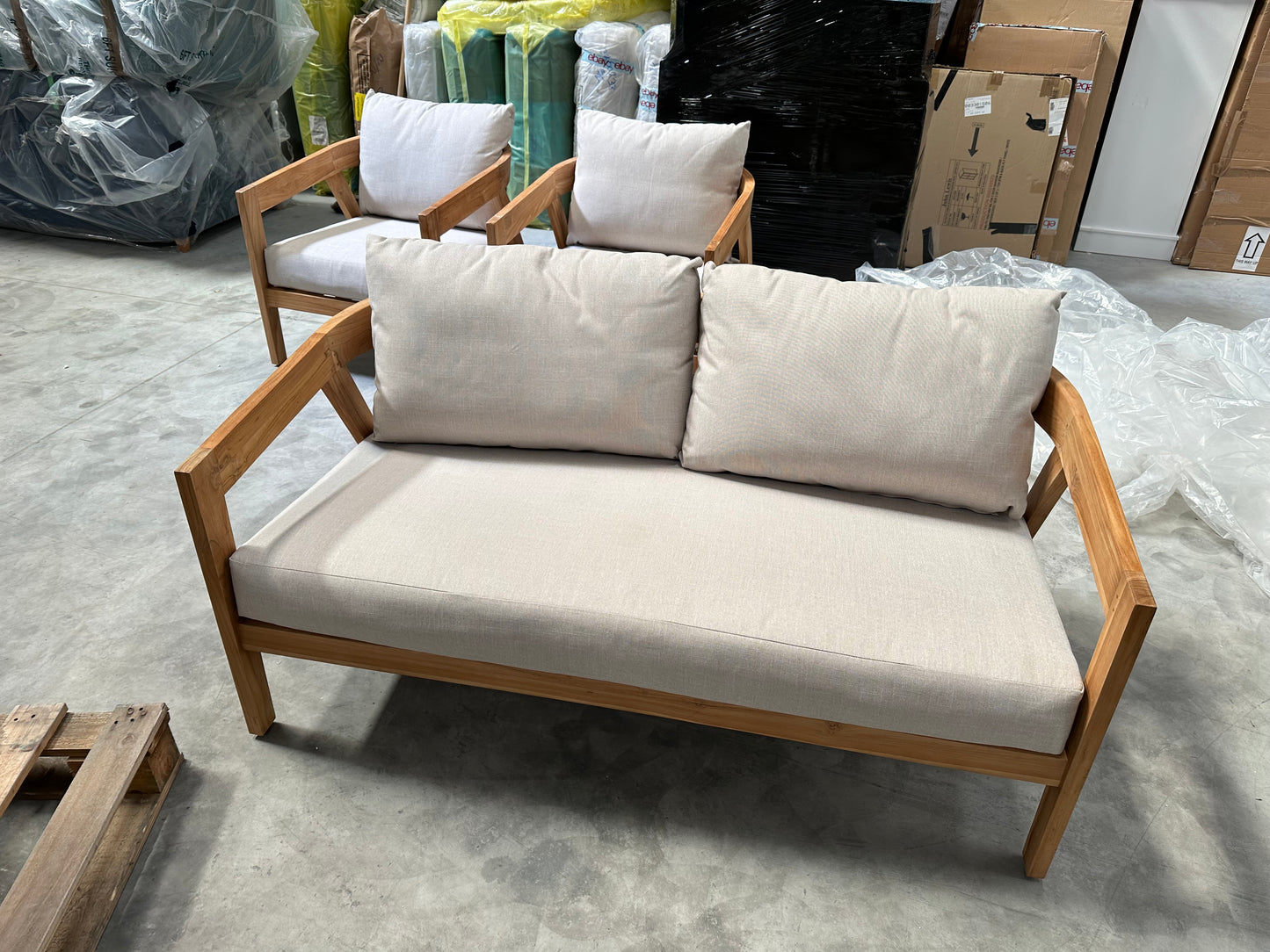 KETTLER Kubu 4-Seater Garden Lounging Set, FSC-Certified (Teak Wood), Natural/White