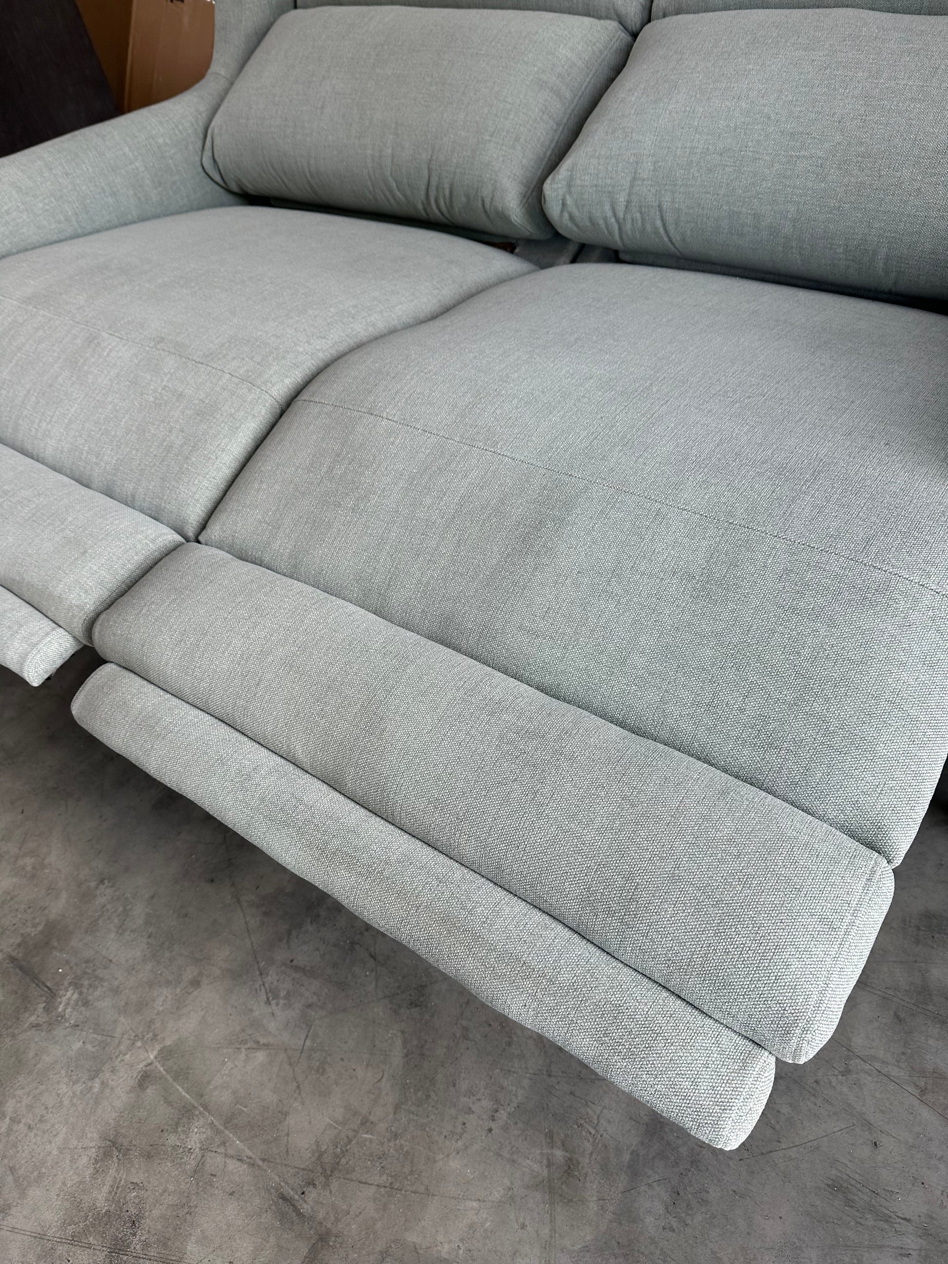 John Lewis Elevate Large 2 Seater Power Recliner Sofa, Metal Leg Aquaclean Baby Blue