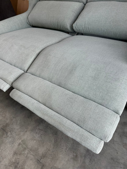 John Lewis Elevate Large 2 Seater Power Recliner Sofa, Metal Leg Aquaclean Baby Blue
