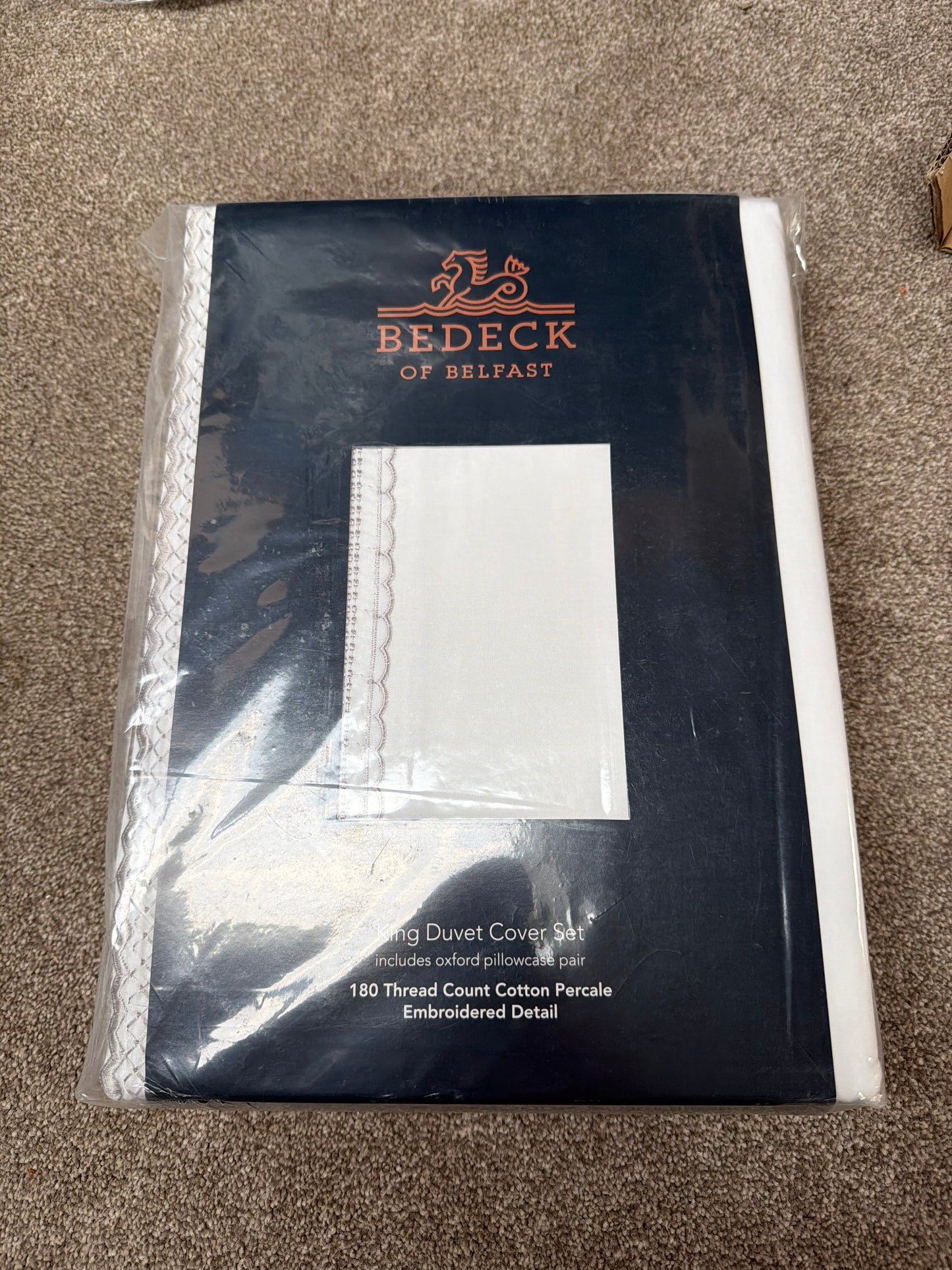 Bedeck of Belfast Astrid Cotton Percale King Duvet Cover White/Multi