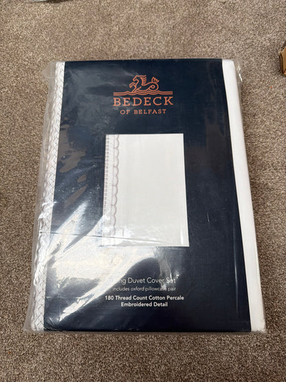 Bedeck of Belfast Astrid Cotton Percale King Duvet Cover White/Multi