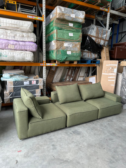 John Lewis Border Grand 4 Seater Sofa, Dark Leg, Relaxed Linen Olive