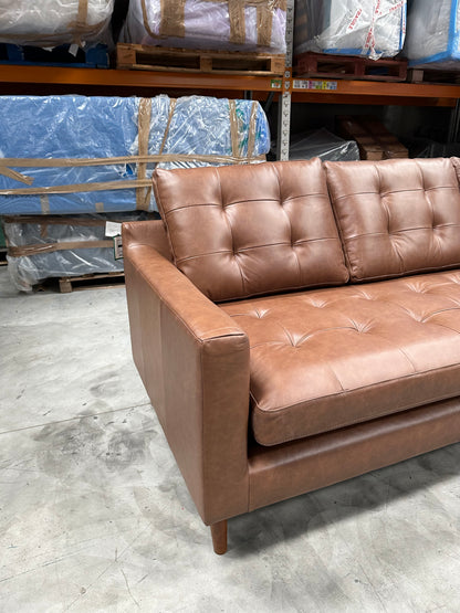 John Lewis Draper II Grand 4 Seater Sofa, Dark Leg Leather Light Tan