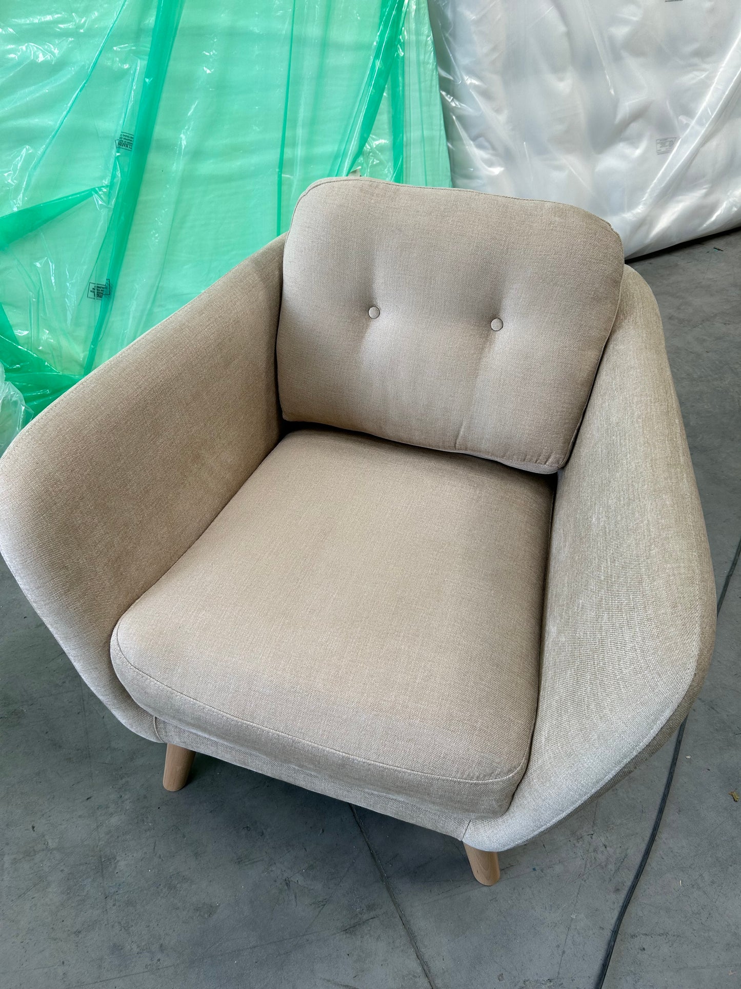 John Lewis Arlo Armchair Easy Clean Chenille Natural