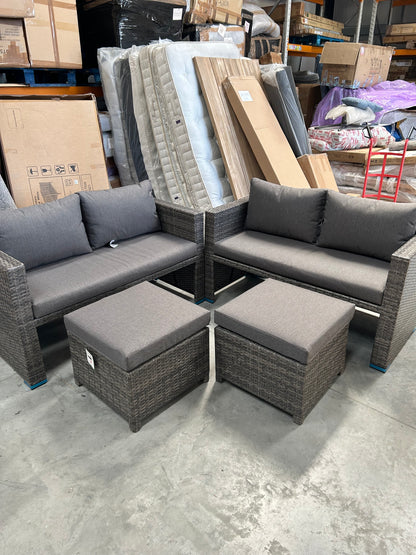 John Lewis Garden Sofas & Stools Set, Brown/Grey Alora Cube 6-Seater