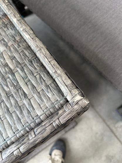 John Lewis Alora Cube 6-Seater Garden Dining Table, Sofas & Stools Set, Brown/Grey