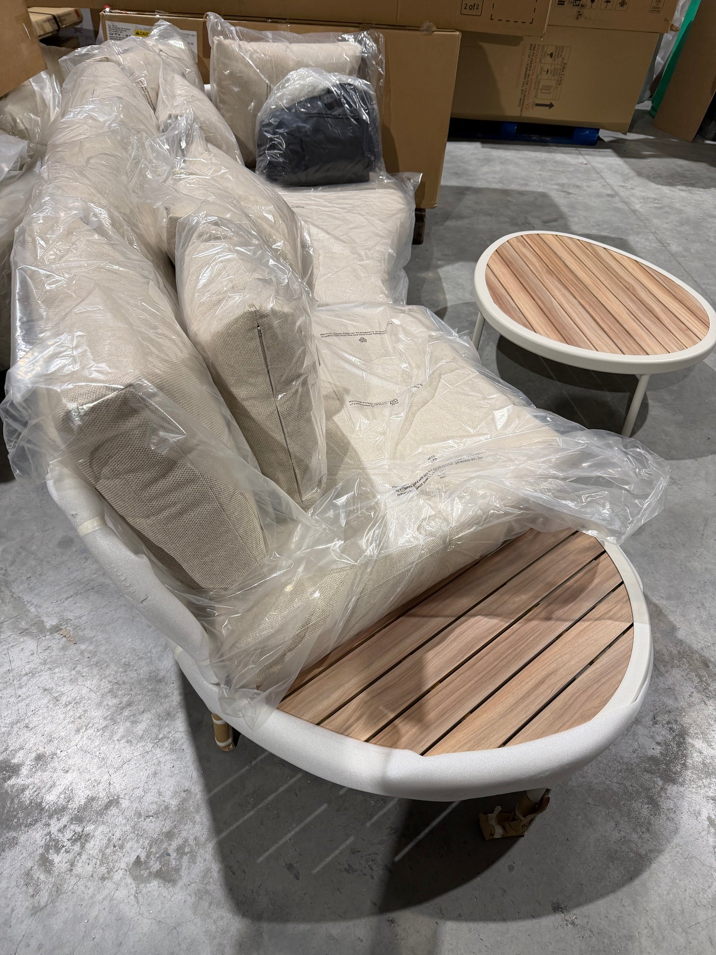 John Lewis Lozenge 4-Seater Modular Curved Garden Sofa & Coffee Table Set Cream