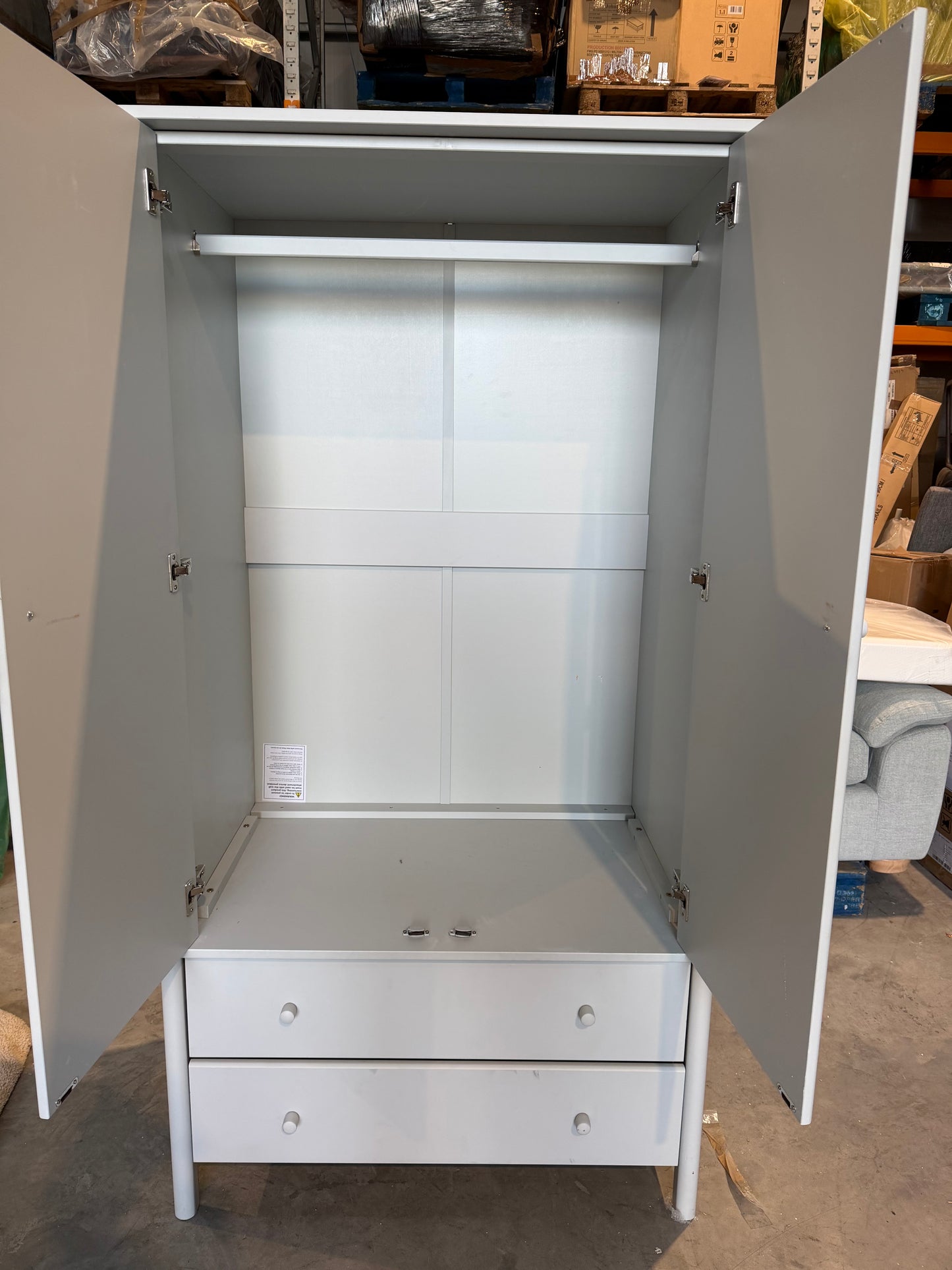 John Lewis  Spindle Double Wardrobe with 2 Drawers, Like New, Grey