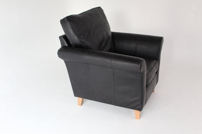 John Lewis Charlotte Leather Armchair, Dark Leg, Piccadilly Black