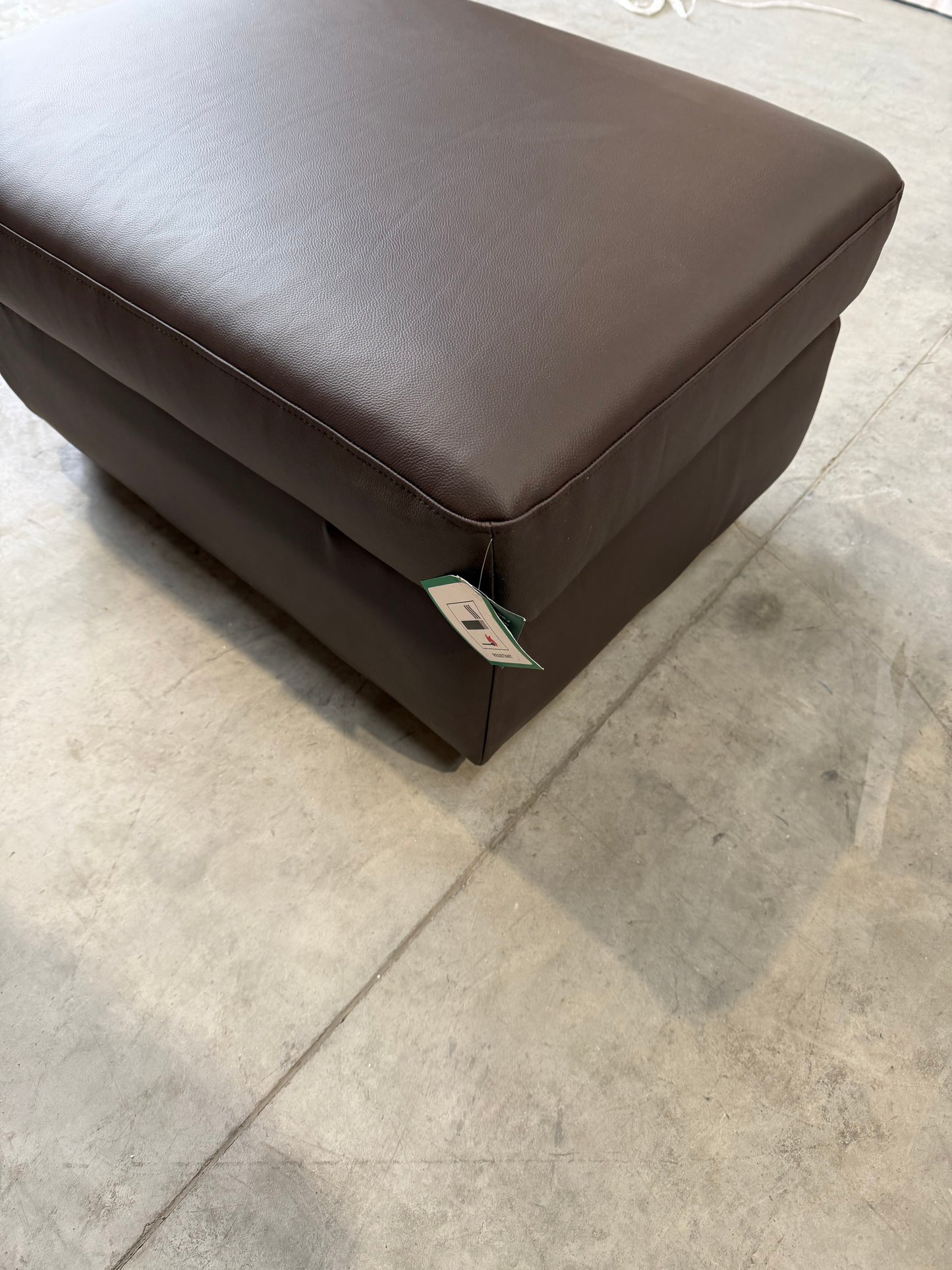 John Lewis Camden Leather Storage Footstool, Dark Leg, Matt Chocolate