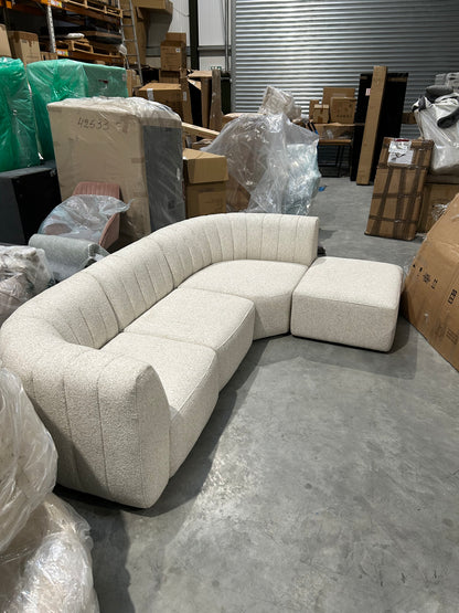 John Lewis Flow RHF Chaise End Sofa Easy Clean Soft Boucle Natural