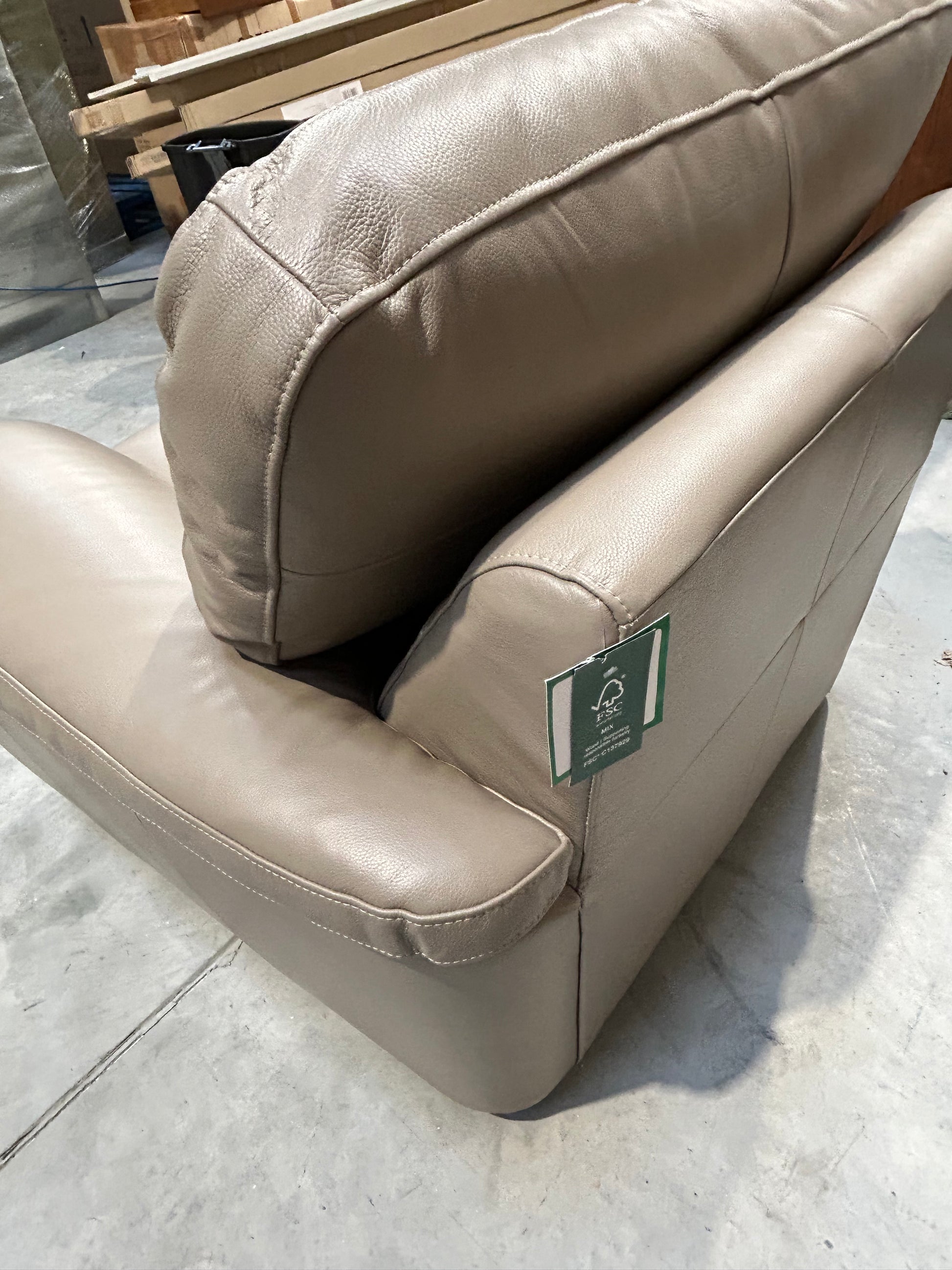 John Lewis Camden Leather Armchair, Dark Leg, Natural Putty