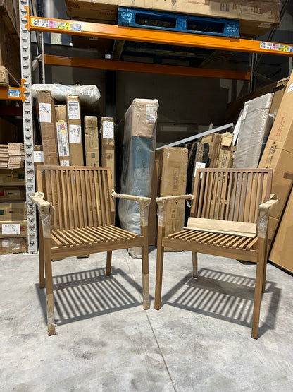 John Lewis Mona Garden Dining Chair, Set of 2, FSC-Certified (Acacia Wood), Natural