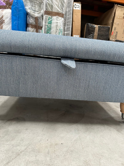 Kingston by Laura Ashley Storage Footstool in Harley Fabric in Seaspray Blue