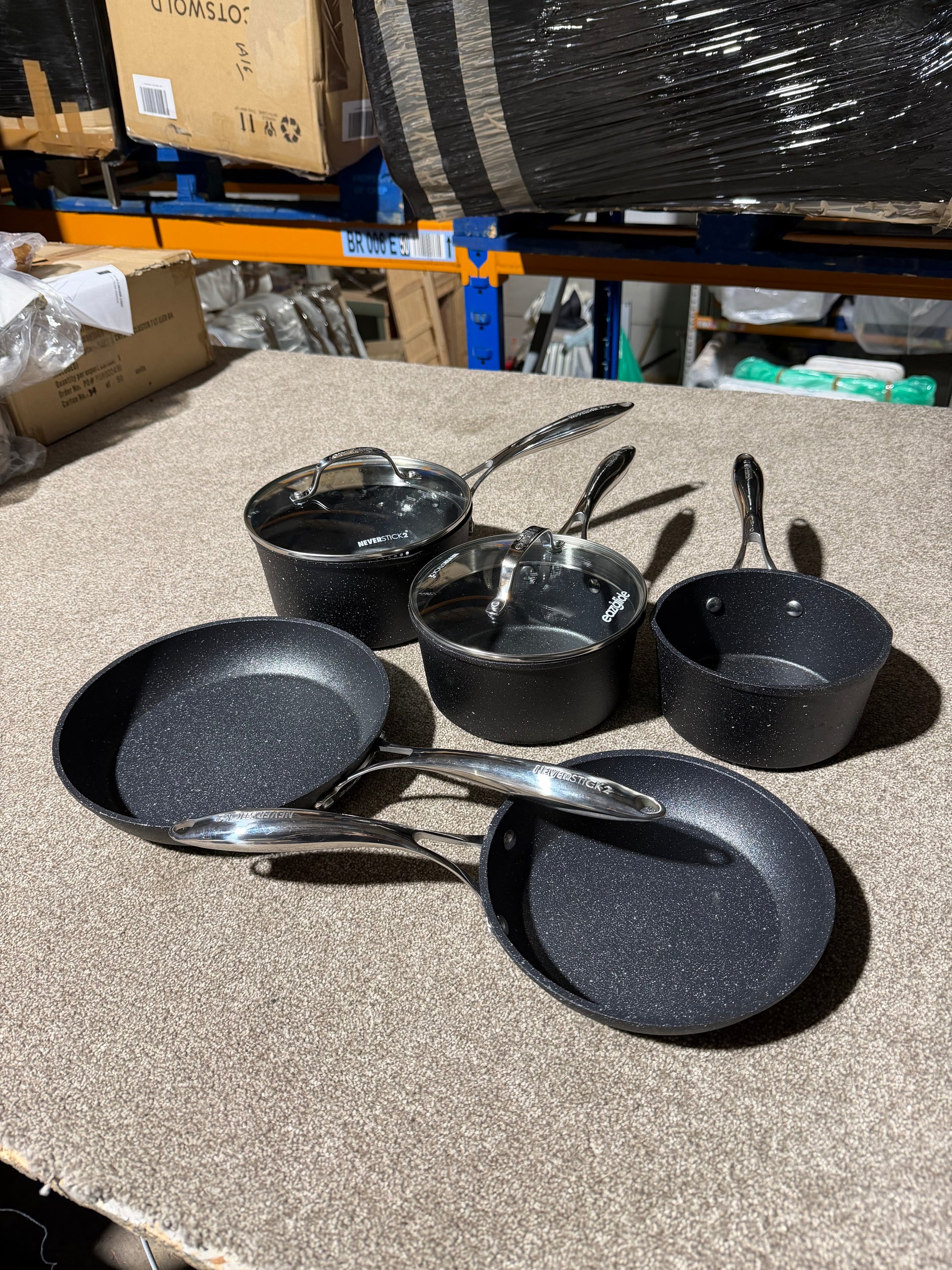 Eaziglide Neverstick2 Aluminium Non-Stick Pan Set, 5 Piece