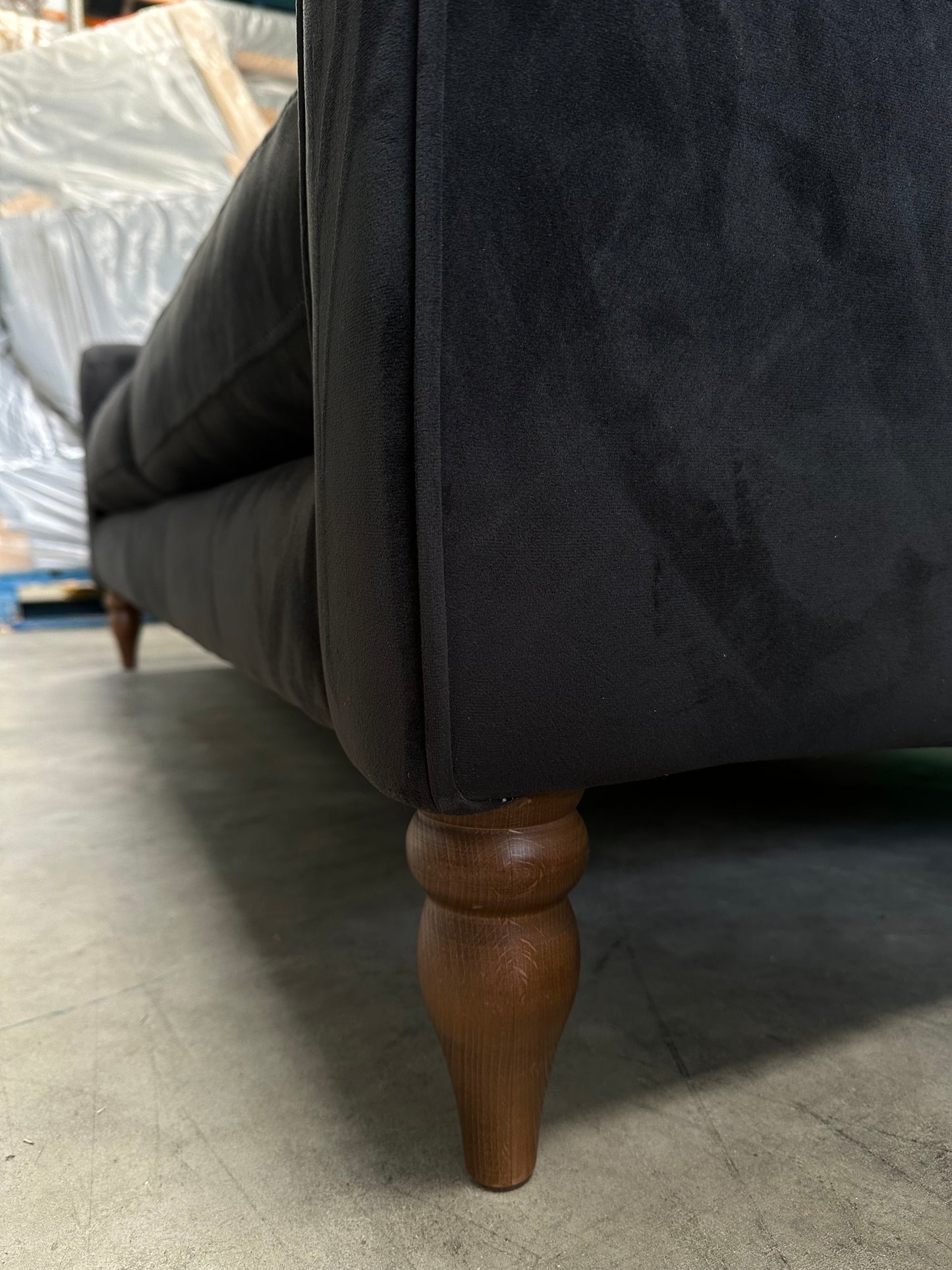 John Lewis Camber Large 3 Seater Sofa Black Velvet