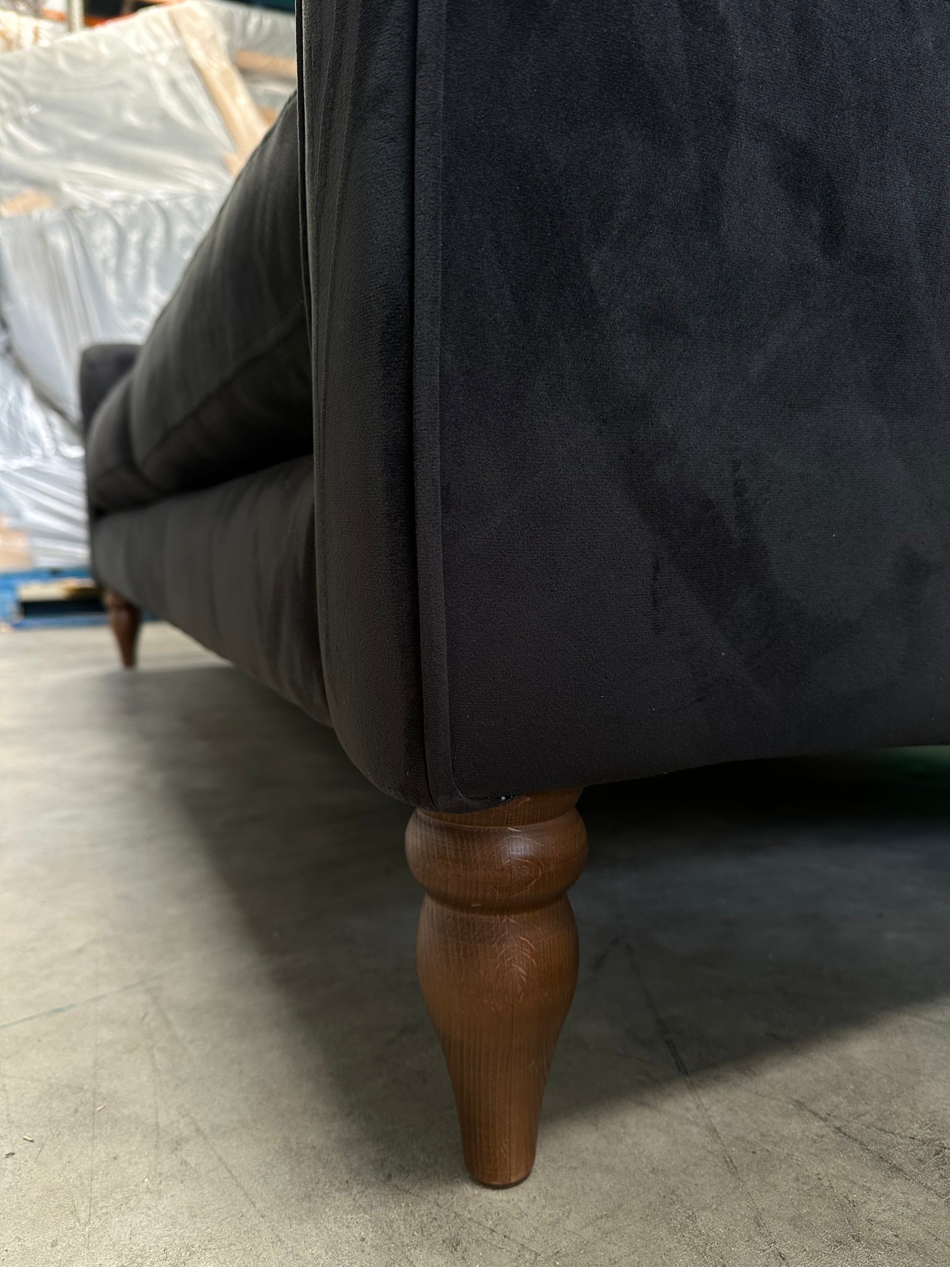 John Lewis Camber Large 3 Seater Sofa Black Velvet