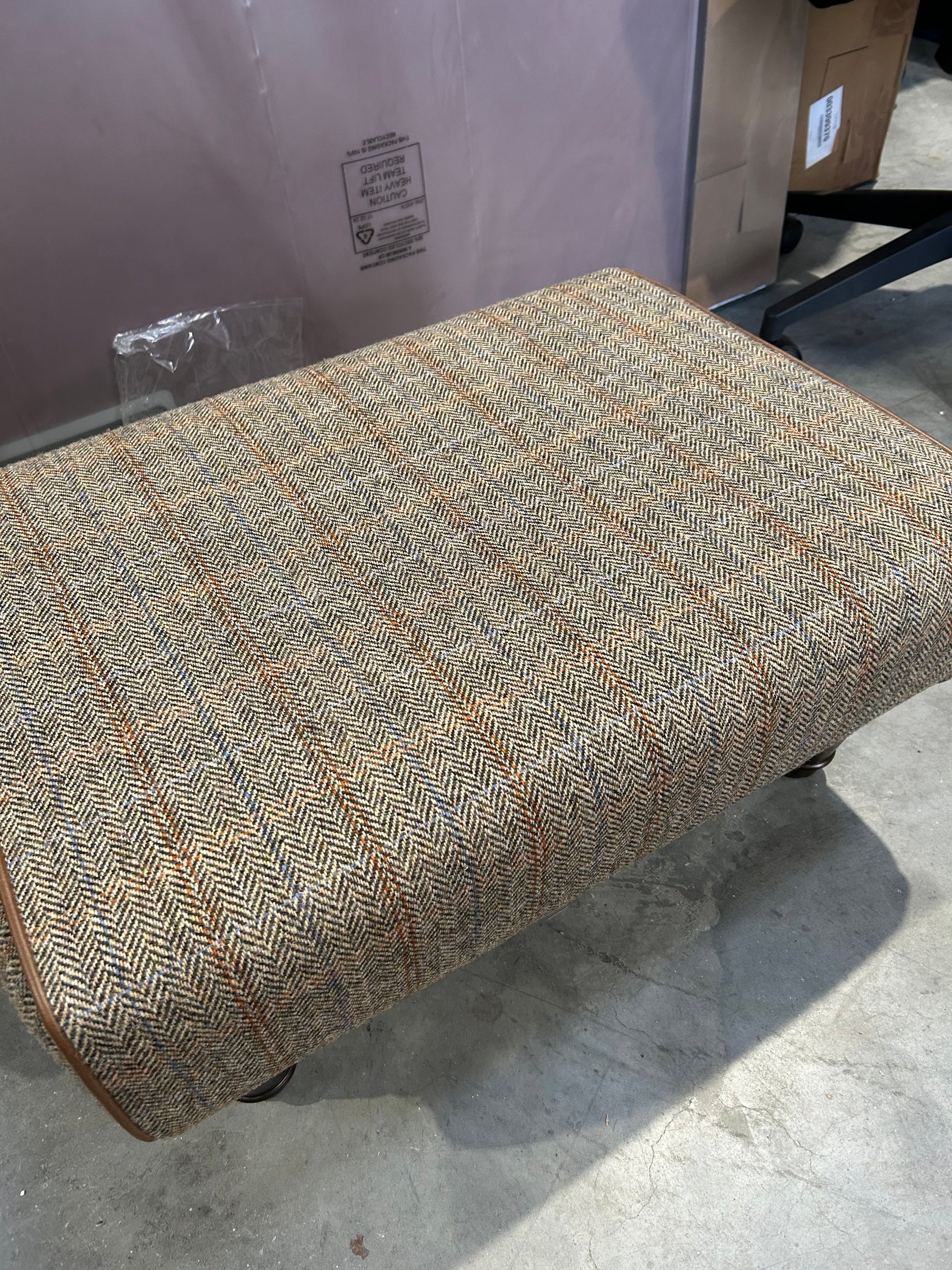 John Lewis Tetrad Lewis Footstool, Harris Tweed Bracken Herringbone