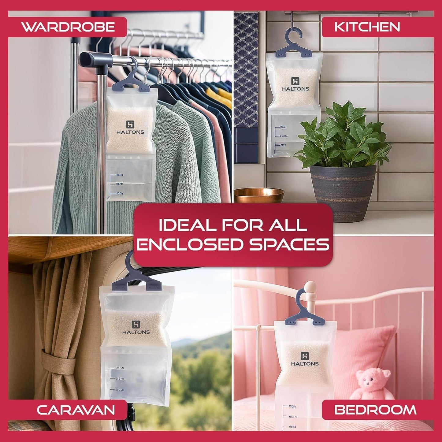 Wardrobe Dehumidifier 10 Pack Haltons Hanging Moisture Absorber Prevents Damp