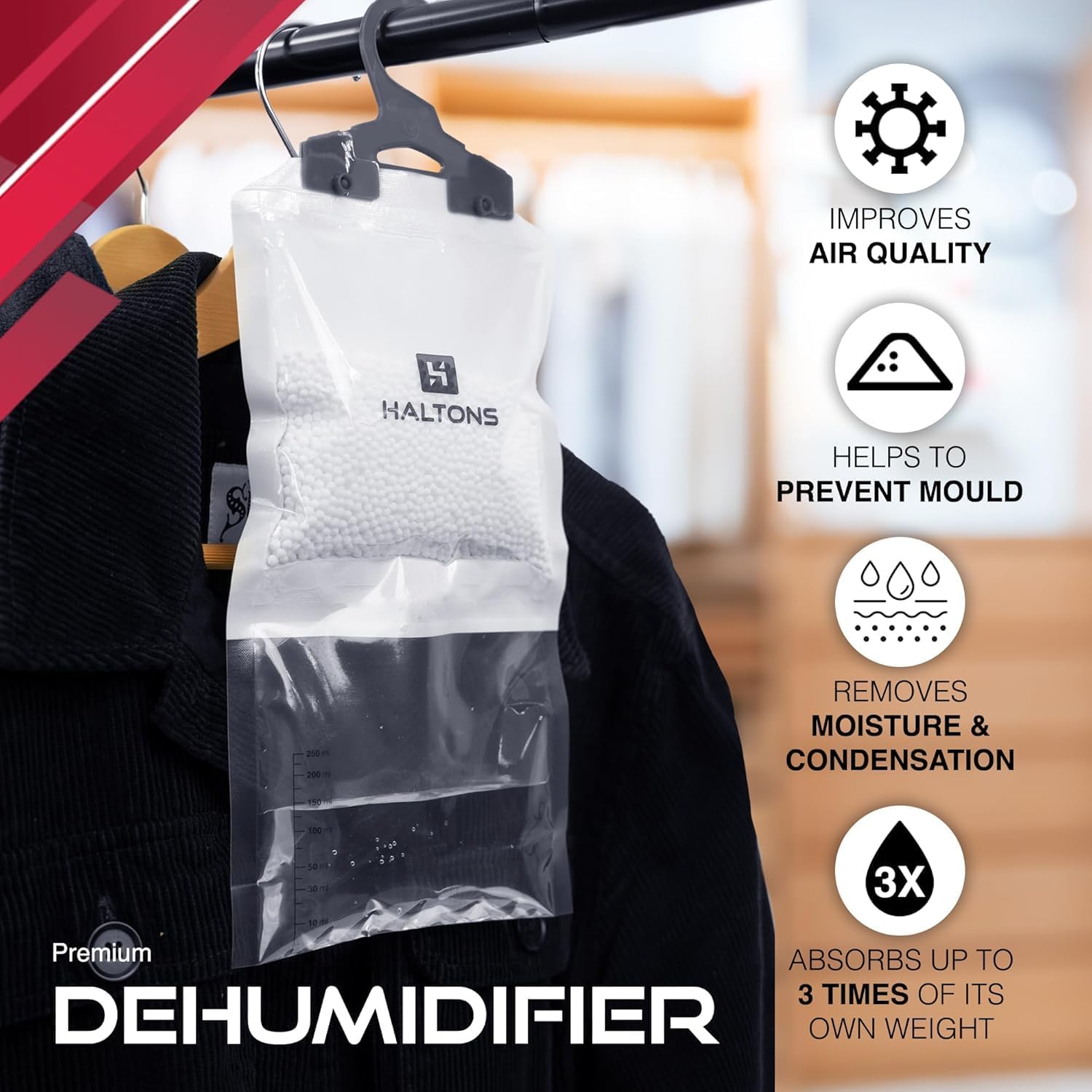 Wardrobe Dehumidifier 10 Pack Haltons Hanging Moisture Absorber Prevents Damp