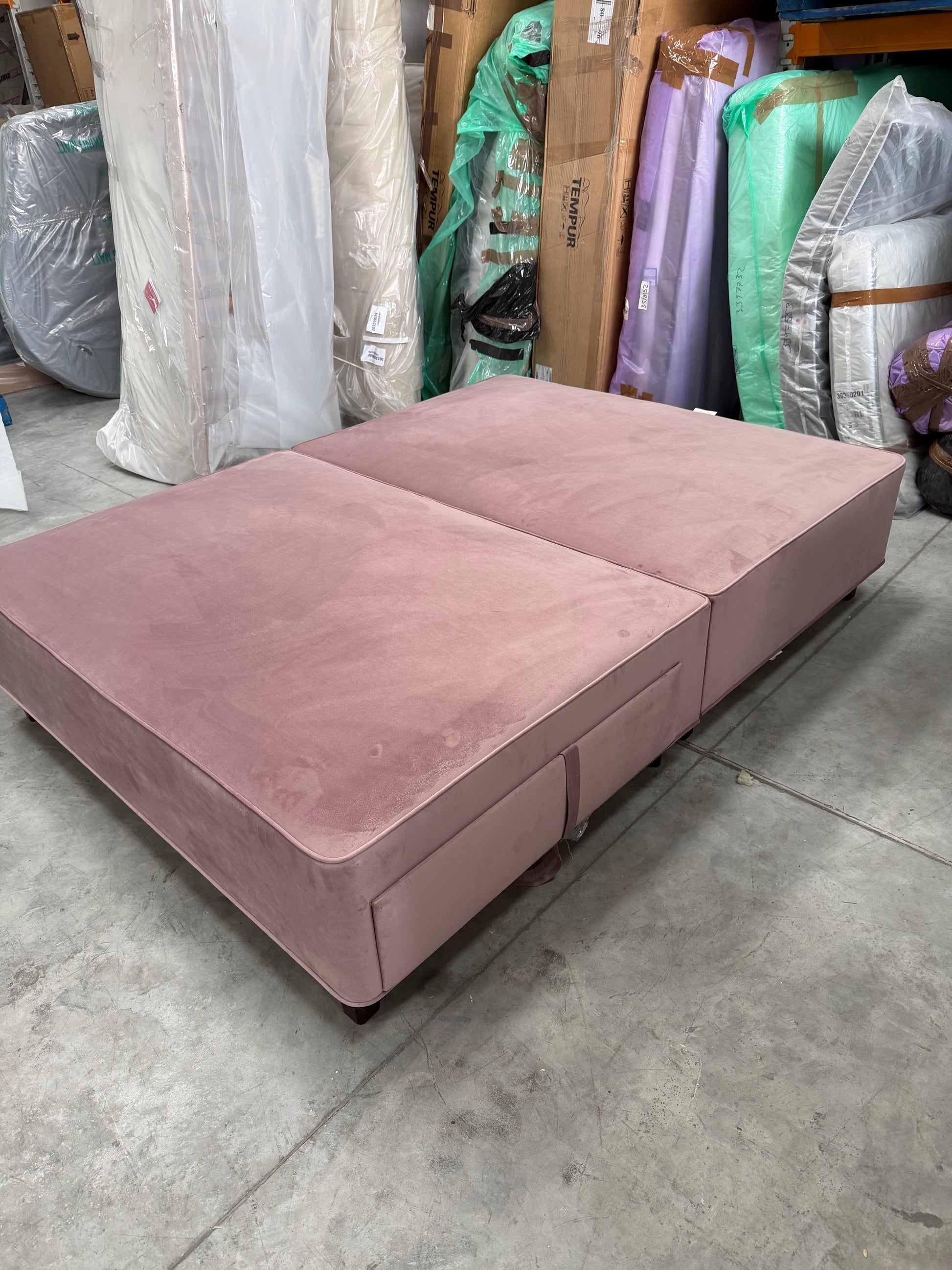 Vispring  Signature Divan Plush Velvet Coral Pink Two Drawers