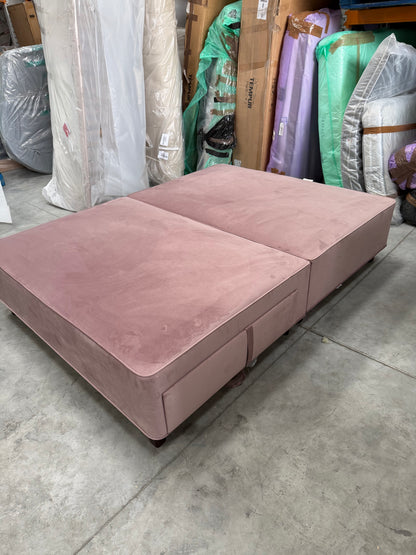 Vispring  Signature Divan Plush Velvet Coral Pink Two Drawers