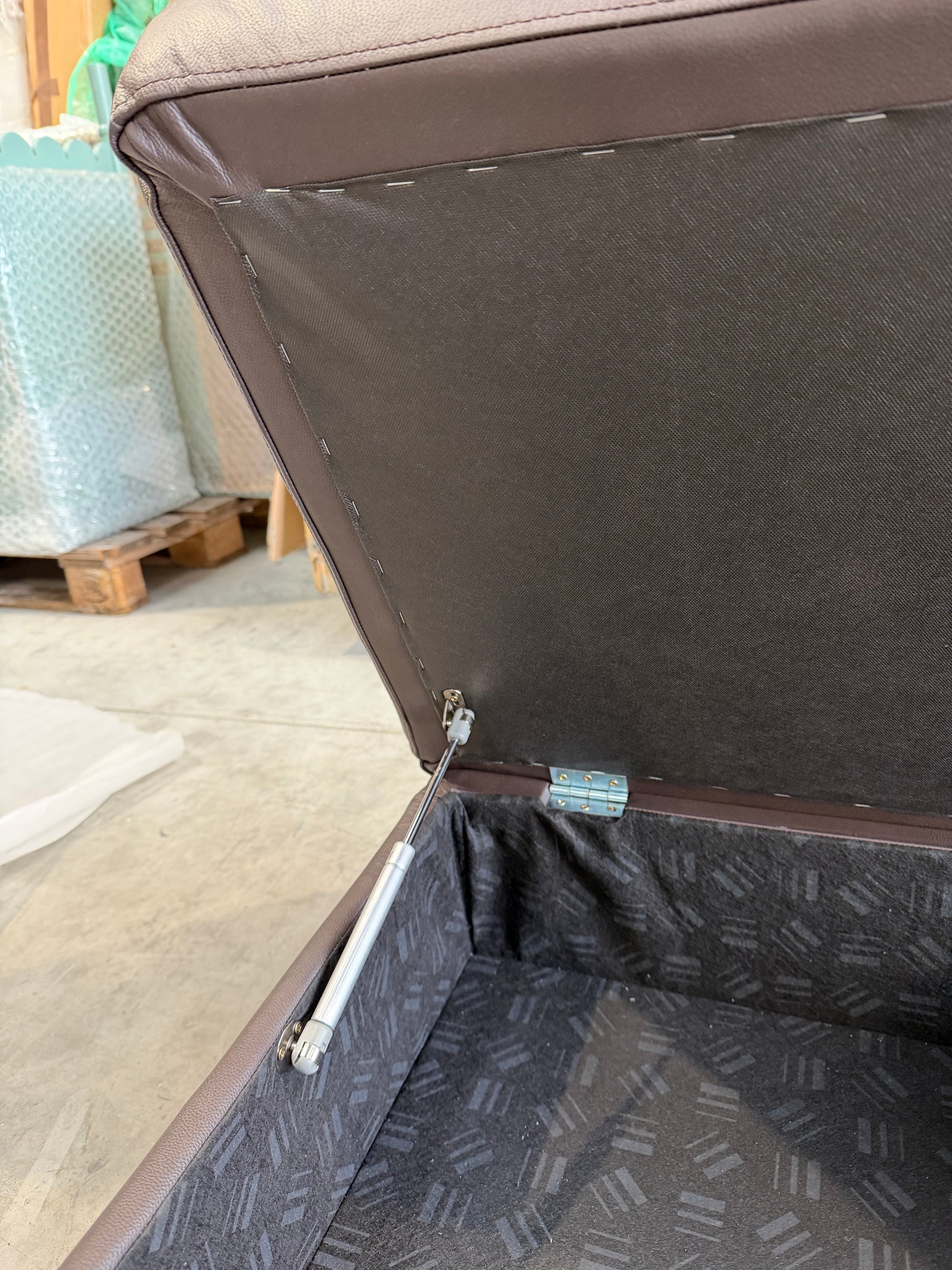 John Lewis Camden Leather Storage Footstool, Dark Leg, Matt Chocolate