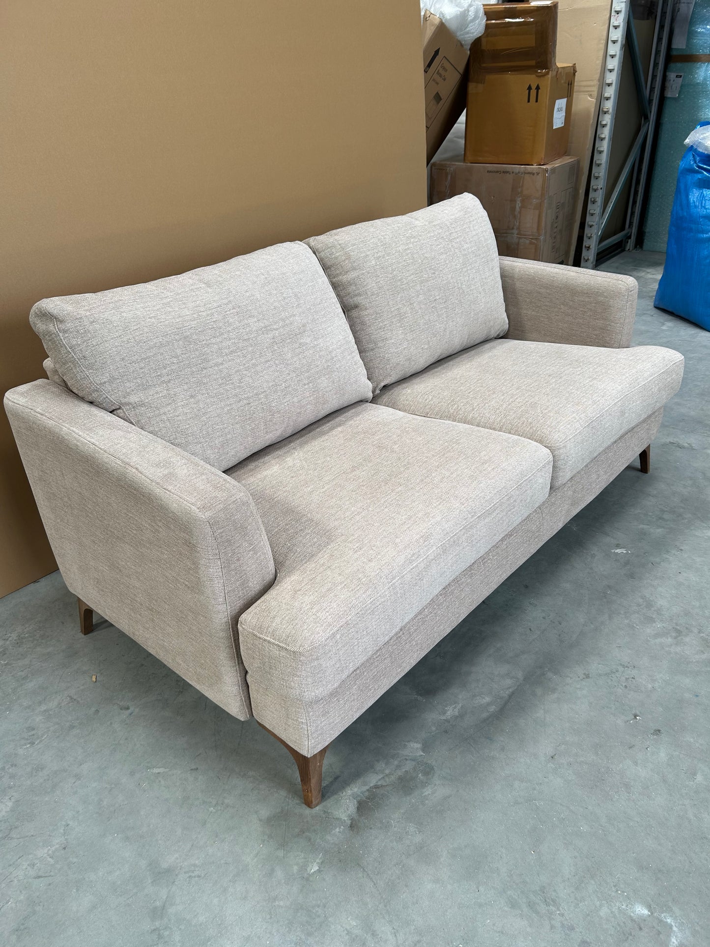 John Lewis Iona Large 3 Seater Sofa, Dark Leg, Easy Clean Chunky Chenille Natural