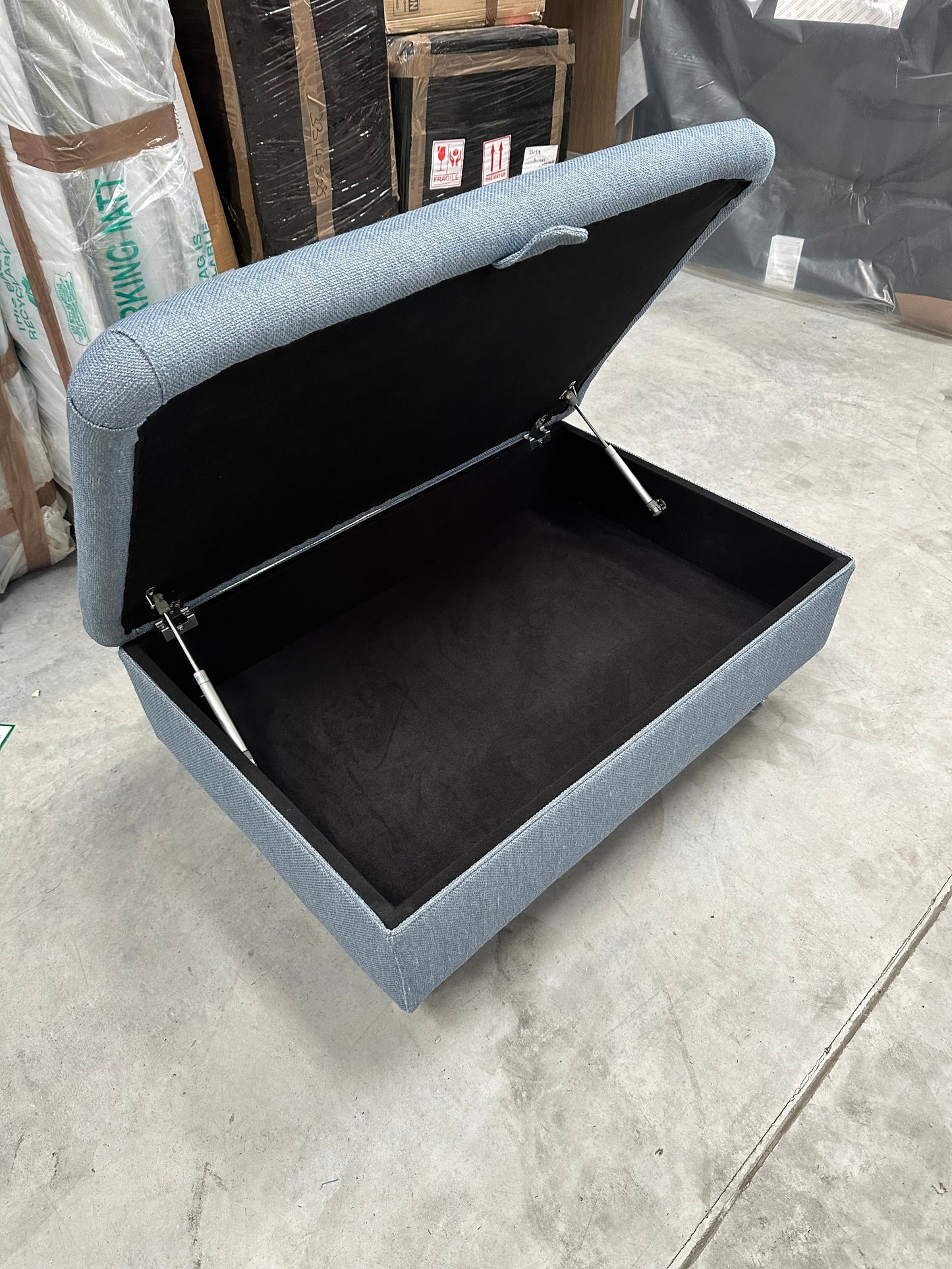Kingston by Laura Ashley Storage Footstool in Harley Fabric in Seaspray Blue