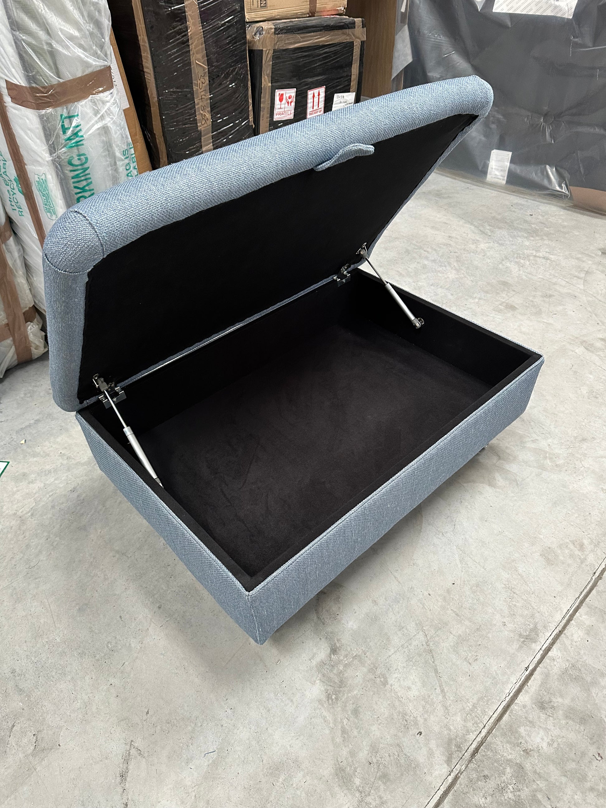 Kingston by Laura Ashley Storage Footstool in Harley Fabric in Seaspray Blue