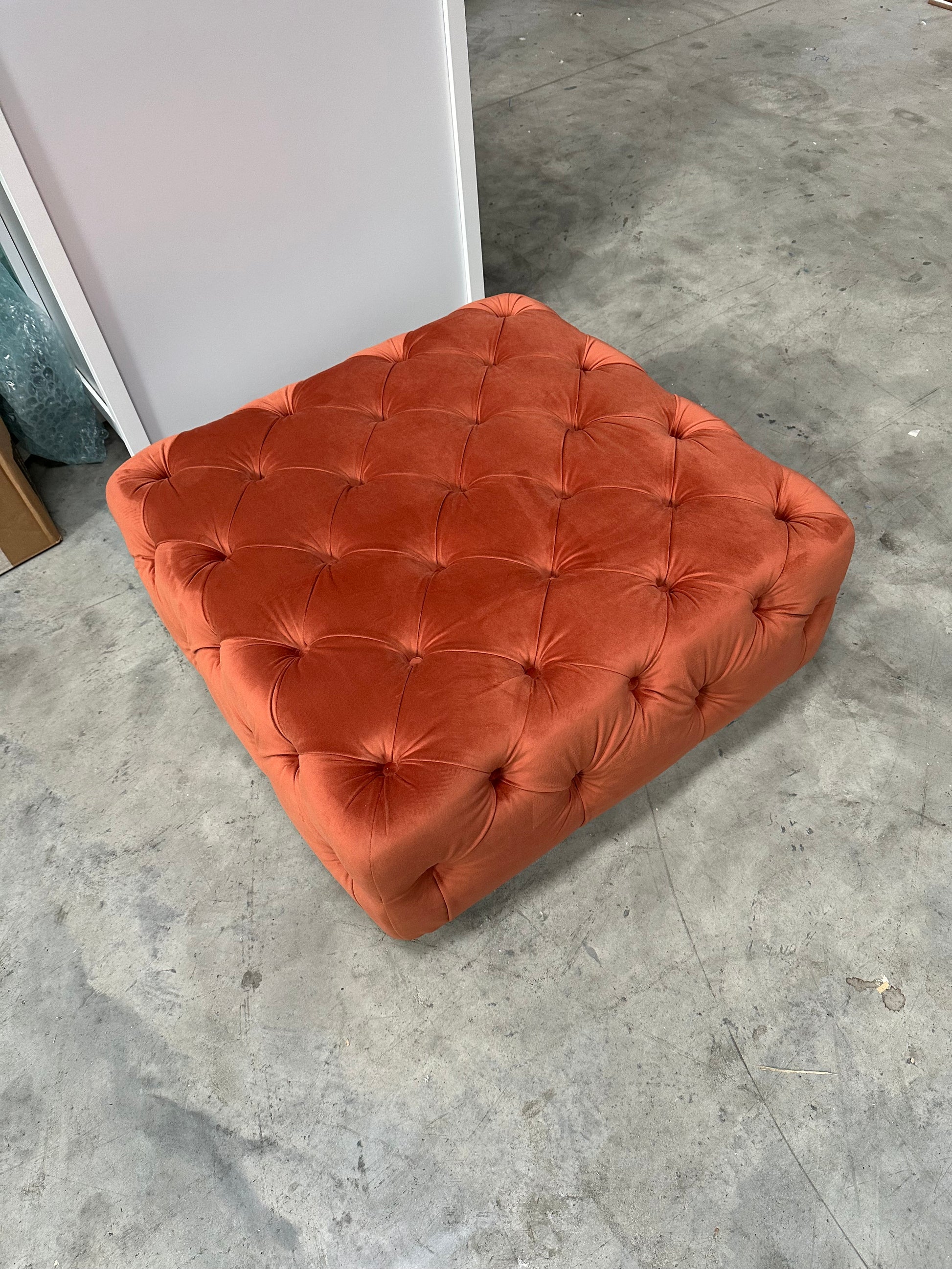 John Lewis + Swoon Radley Footstool, Dark Leg, Rust Terracotta