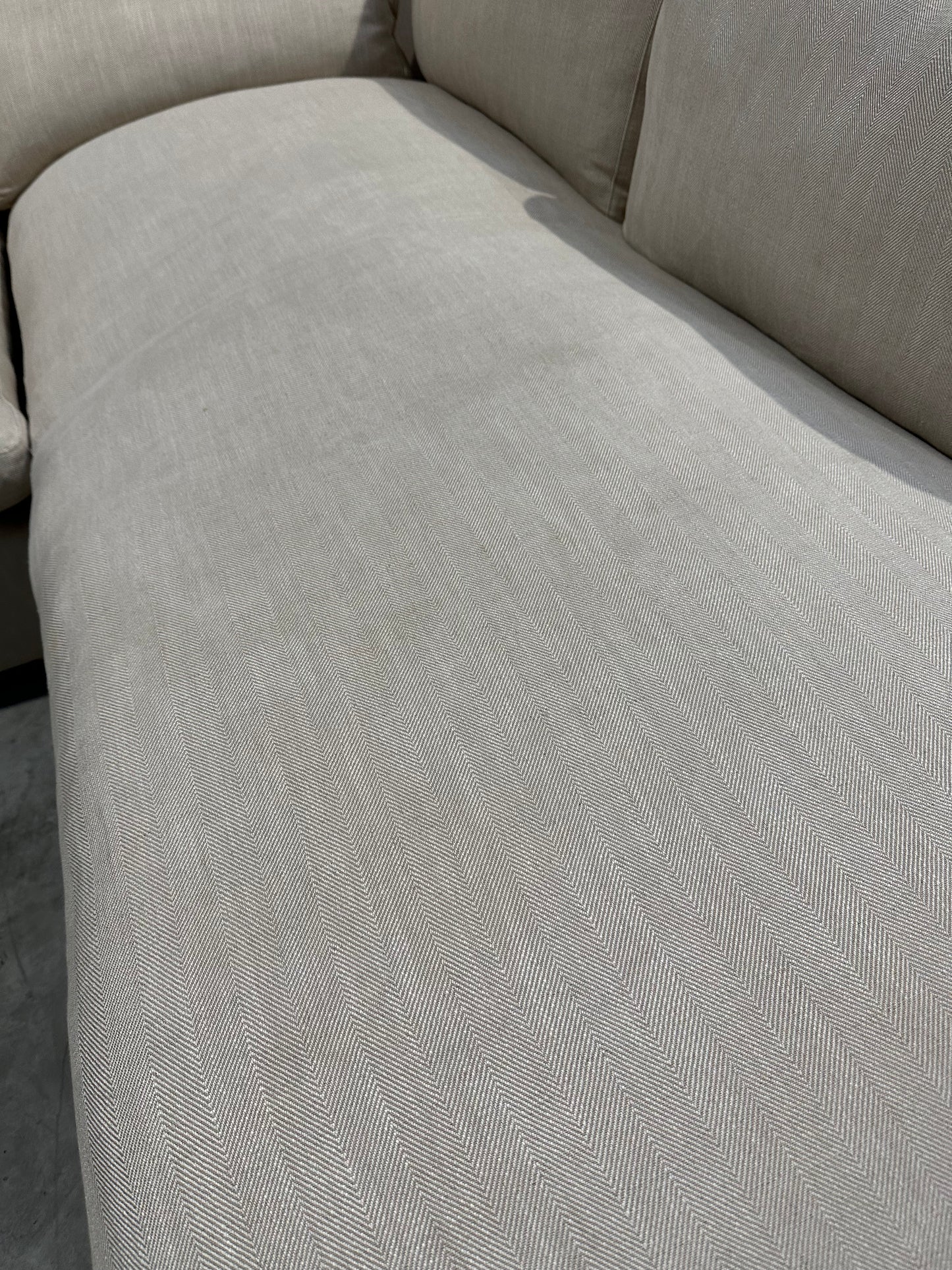 John Lewis Tortona RHF Chaise Sofa Premium Herringbone Fabric Light Legs Natural