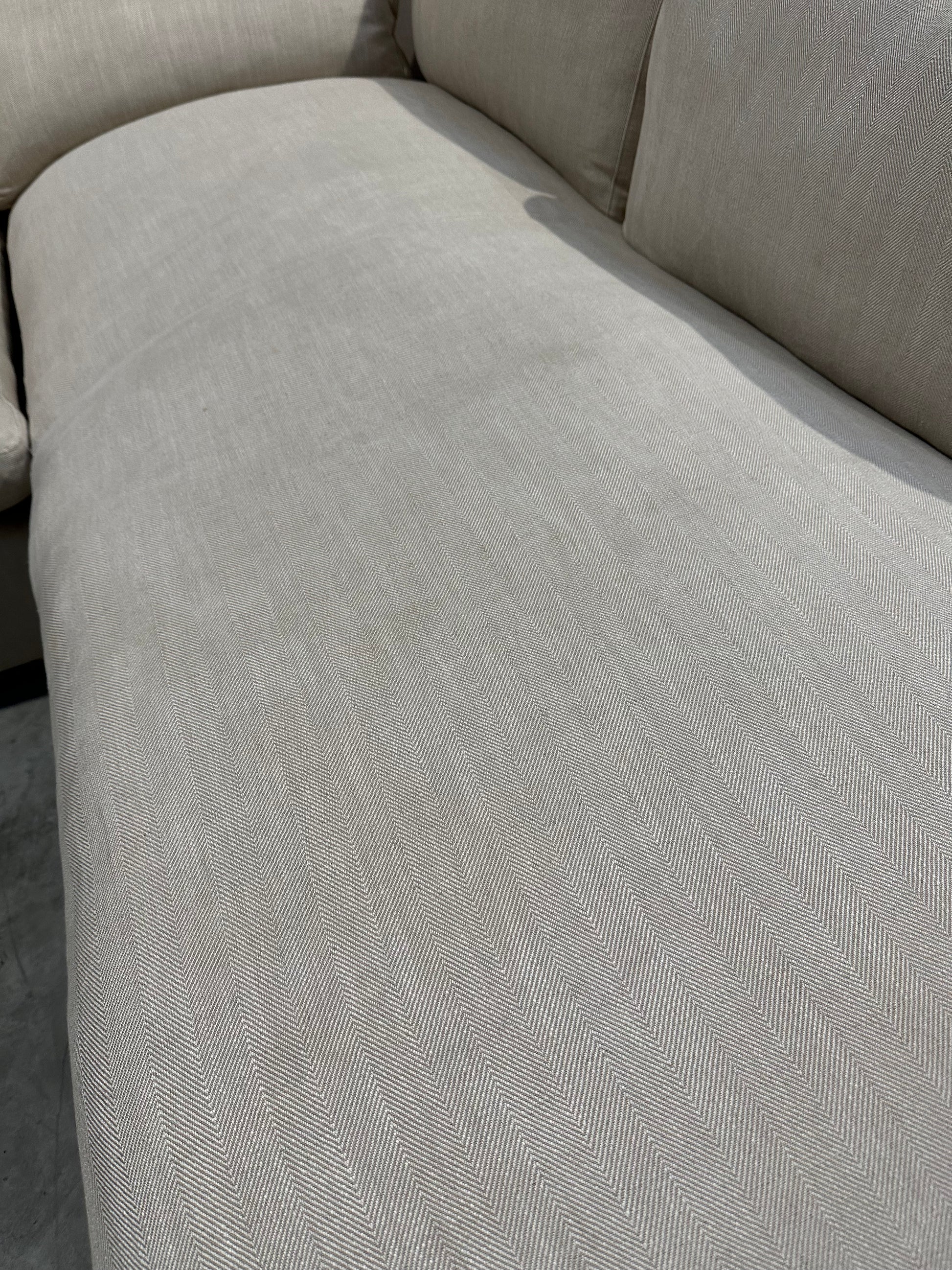 John Lewis Tortona RHF Chaise Sofa Premium Herringbone Fabric Light Legs Natural