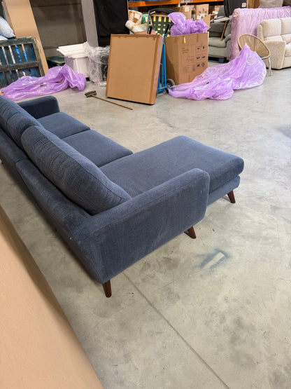 John Lewis Barbican LHF Chaise End Sofa  Chunky Chenille Navy