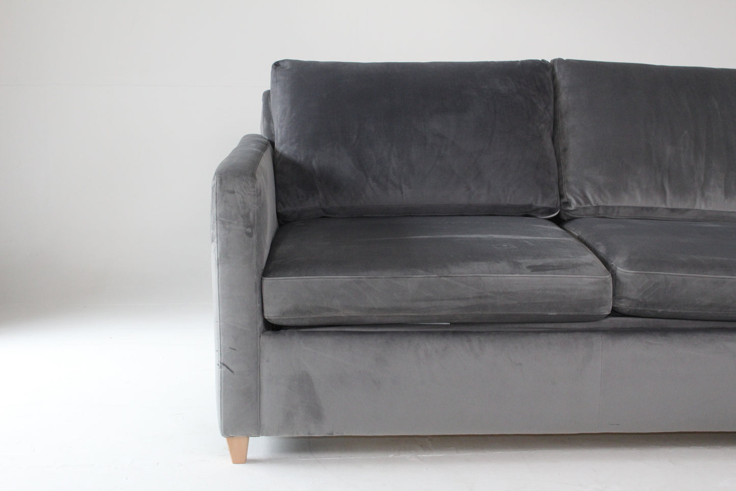 John Lewis Bailey II RHF Chaise End Sofa bed, Light Leg, Smooth Velvet Grey