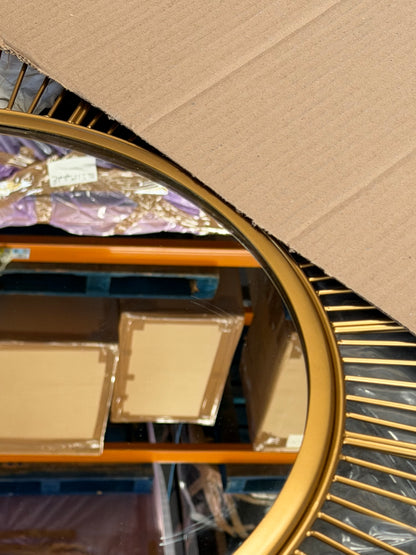 John Lewis Fleur Metal Frame Round Wall Mirror, 81cm, Gold