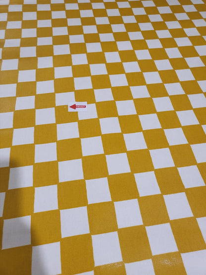 John Lewis ANYDAY Checkerboard PVC Tablecloth Fabric, Mustard £15pm 1m