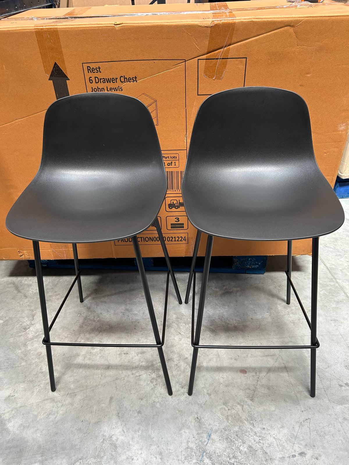 John Lewis Whitby Bar Stool, Set of 2, Black