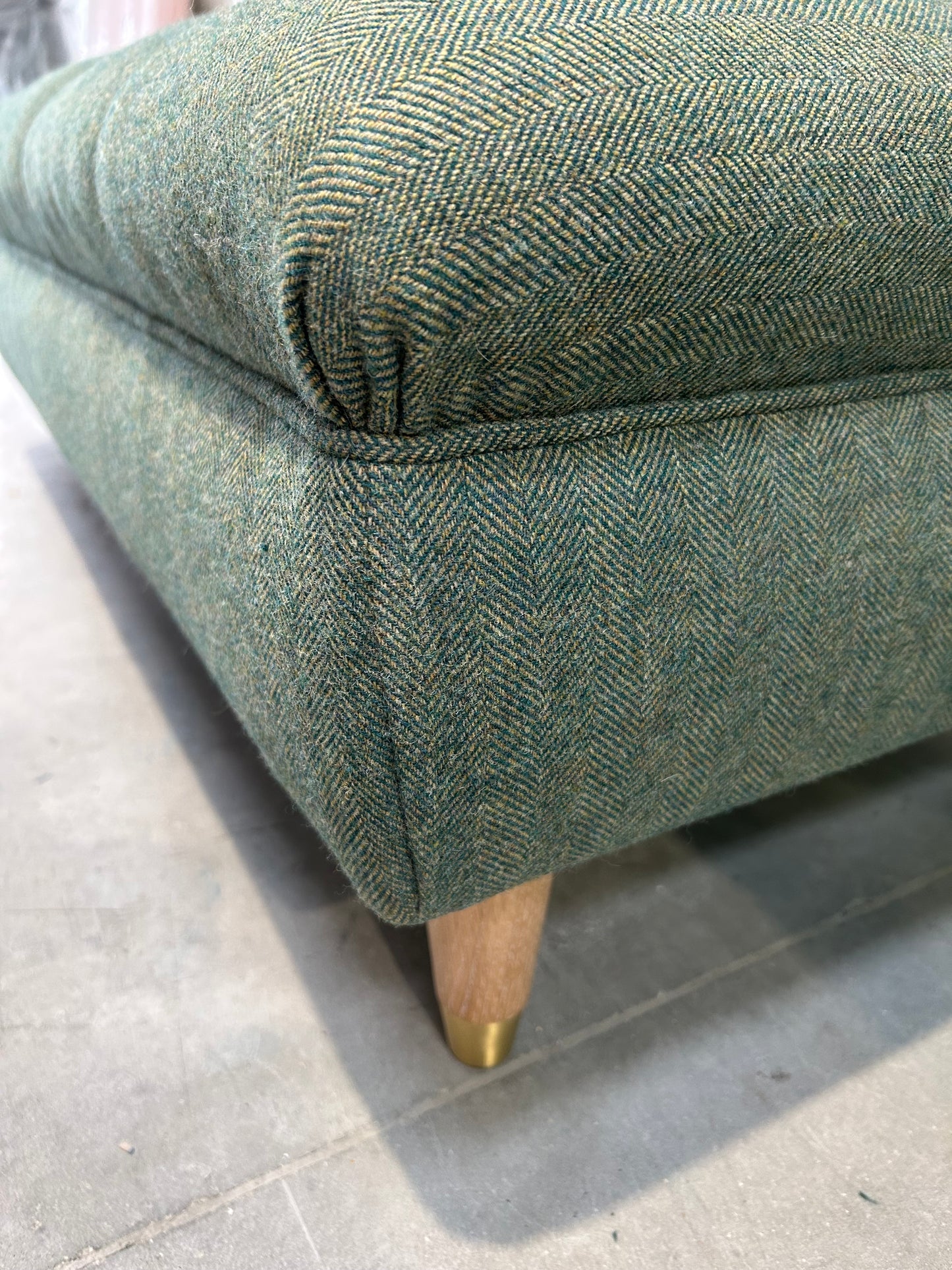 John Lewis Chester Footstool Brushed Tweed Green