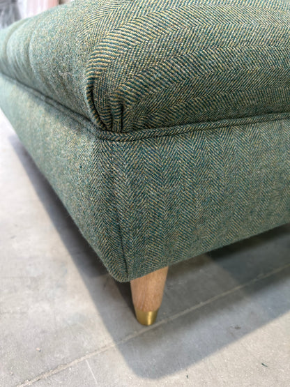 John Lewis Chester Footstool Brushed Tweed Green