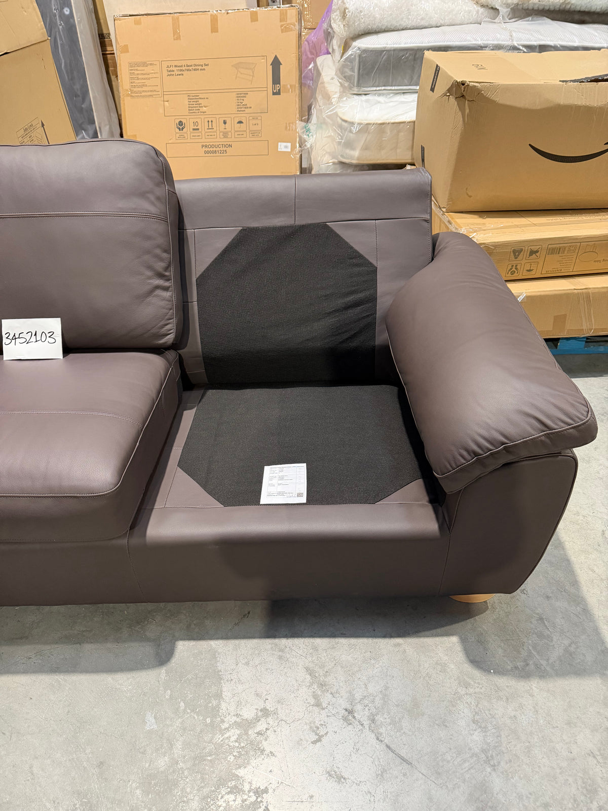 John Lewis Camden 5+ Seater Corner Leather Sofa, Light Leg Matt Chocoalate